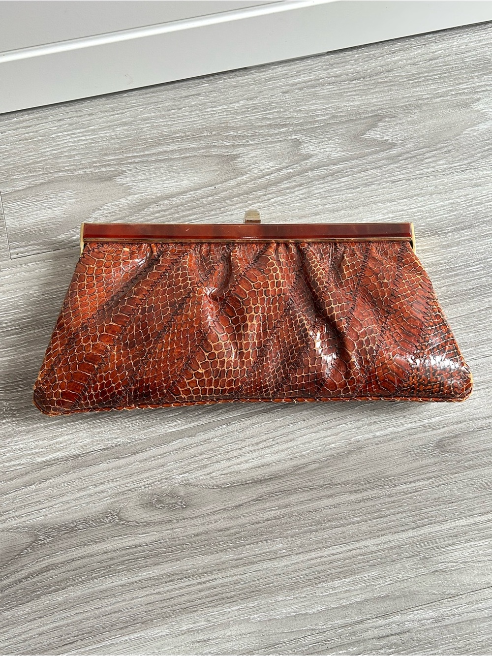 Vintage Snakeskin Clutch Bag Made In Spain